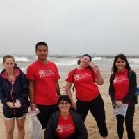 Group of students from the GVSU Soil and Water Conservation Society helping out at Beach Clean Up